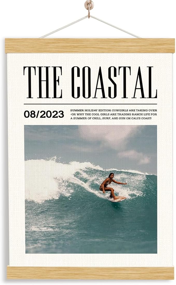 YGSDZY The Coastal Canvas Poster, Trendy Surfer Girl Poster, Outdoorsy Wall Art, Beach House Decor, Aesthetic Ocean Hanging Posters, Surfing Lover Room Decors, Gift for Her, 11.8 * 15.7