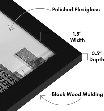 Americanflat 12x17 Picture Frame with Polished Plexiglass - Black Picture Frame - Wide Photo Frames Made of Engineered Wood for Vertical or Horizontal Wall Display - Epic Collection - Black