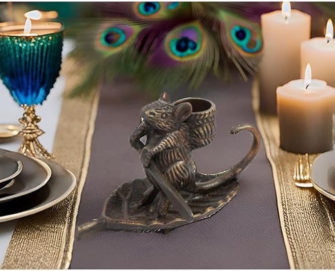 Intrepid Mouse Candleholder Elegant Antique Bronze Finish Classic Decorative Accent for Tabletop or Shelf, 4” L x 4” W x 5 ”H