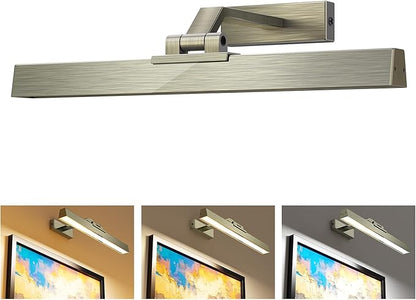 Picture Lights for Wall, Greenish Bronze Battery Operated Picture Light 16in Art Light CCT Dimmable Recharging Battery Wall Light with Remote Control for Living Room Gallery
