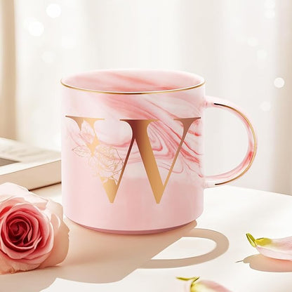 Valentines Day Gifts for Her, Anniversary Birthday Galentines Gifts for Women Mom Grandma Friend Sister Wife Teacher Coworker, Personalized Initial Customized Gift Monogrammed A-Z Coffee Mug 12 OZ(W)