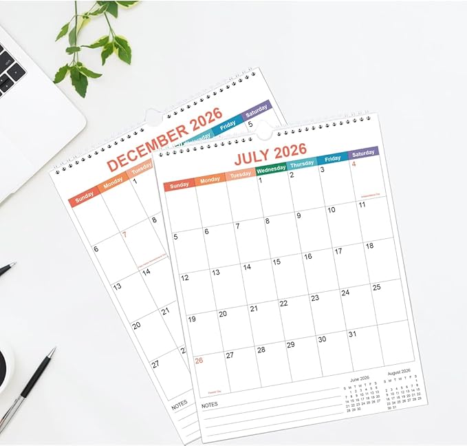 2026 Calendar - Wall Calendar 2026-2027 from January 2026 - June 2027, 18 Months Calendar with Twin-Wire Binding & Hanging Hook, 8.5" x 11", Vertical Calendar, Colorful