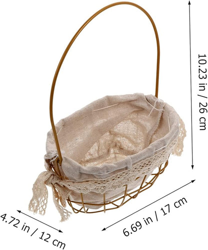 Delicate Iron Flower Basket for Floral Arrangements Decorative Storage and Organizing Elegant Oval Handheld Gift Basket for Home Decor and Special Occasions