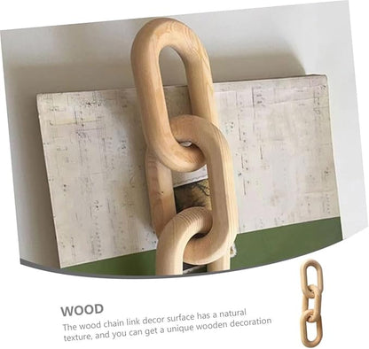 OSALADI Wood Chain Link Decor Aesthetic Wooden 3-Links Chain for Home Art Natural Wood Material for Living Room and Table Decor Rustic Boho Style