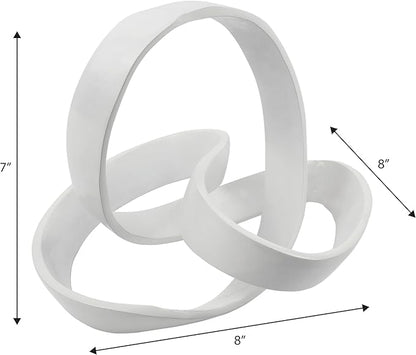 JONATHAN Y DEC1000A Chamberlain 7" Aluminum Abstract Knot Decorative Sculpture Home Decor for Office, Bedroom, Living Room, Shelves & Coffee Tables, White
