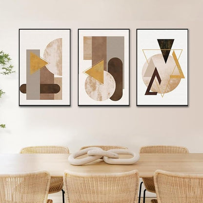 QKF Minimalist Abstraction Canvas Wall Art Decor Home Deco 3 Piece Fashion Geometric Graphical Pictures Modern Bedroom Room Bathroom Posters & Prints 16“X 24”