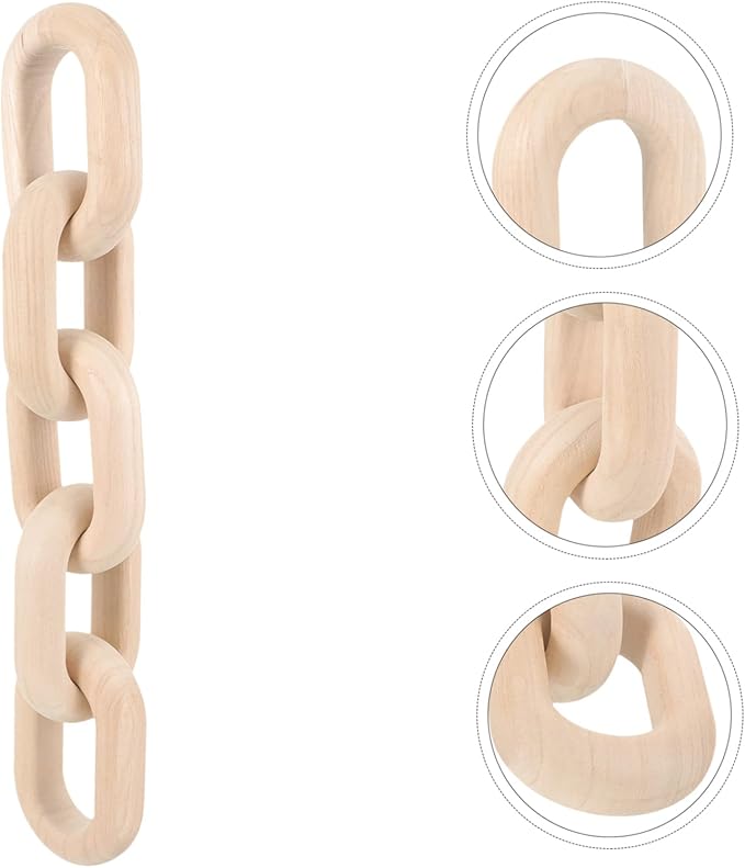 Wood Chain Link Decor Neutral Aesthetic Home Ornament for Living Room Bedroom and Office Display for Minimalist and Farmhouse Decor Natural Wood