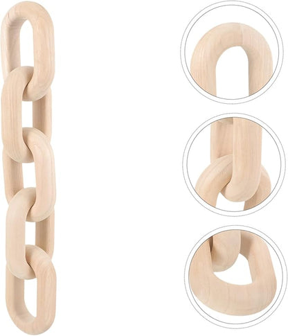 Wood Chain Link Decor Neutral Aesthetic Home Ornament for Living Room Bedroom and Office Display for Minimalist and Farmhouse Decor Natural Wood