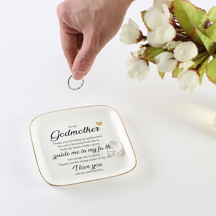 Scwhousi Ring Dish Jewelry Tray for Friend Mom Sister Maid of Honor,Birthday Mother's Day Christmas Gifts