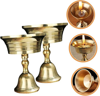 Artibetter 2pcs Brass Ghee Lamp Holder Decor Gold Decor Stands for Decoration Tea Light Candle Holder Buddhist Tealight Holders Gold Utensil Copper Altar Decors Cup Cup