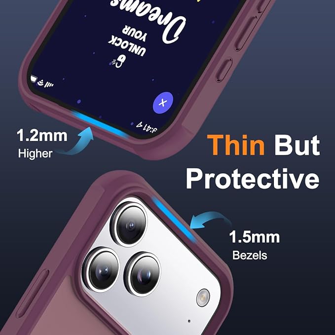 Compatible with iPhone 17 Pro Max Case with Invisible Magnetic O-Ring Stand Military-Grade Translucent Case for iPhone 17 ProMax 6.9" [Compatible with Mag-Safe][Great Grip Feeling],Wine Red