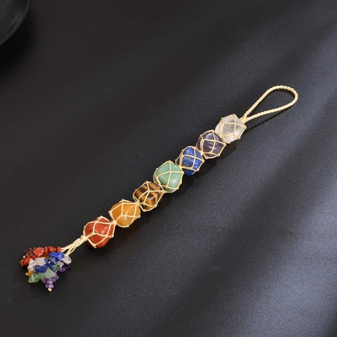7 Chakra Healing Crystals Good Luck Indoor Home Wall Decoration Car Hanging Ornament Feng Shui Ornament Car Window Decoration Christmas Trees Ornament