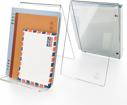 Acrylic Book Stand, Book Display Holder 6 x 9, Clear Acrylic Display Easel Transparent Display Stand Holder Tablet Holder for Album, CD, Magazine, Picture, Plate, Artworks, Phone, (2-Pack)