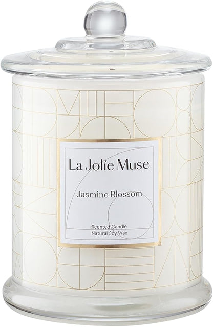 LA JOLIE MUSE Jasmine Candle, Mothers Day Gifts Candles for Women with Gift Box, Scented Candles for Home Scented, Luxury White Natural Soy Candle, 70 Hours 10 oz