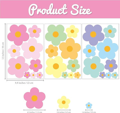 81 Pieces Wall Decal Flower Stickers - Removable Peel & Stick Wall Decals for Kids' Girls Room Decor(Pink, Blue, Orange, Yellow, Green, Purple)