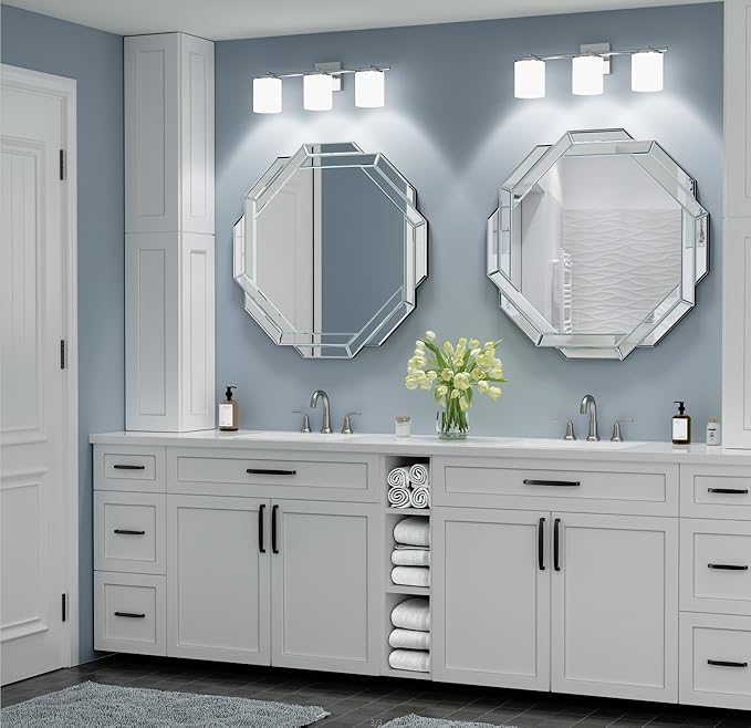 Bathroom Mirror-28”X28” Wall Mirrors Decorative, Beveled Edge Frameless Mirror for Wall Bathroom, Vanity Room, Bedroom, Living Room and Enterway