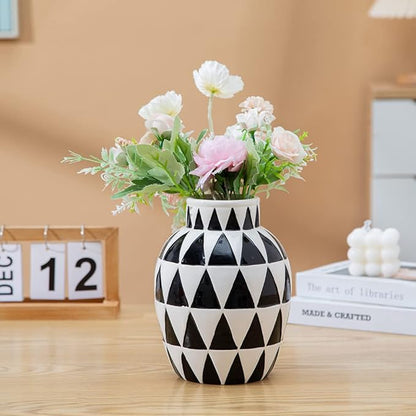Black and White Ceramic Vase Nordic Minimalist Style Decor for Countertop Center Dresser Kitchen Living Room Home Decor Abstract Vase (W339)