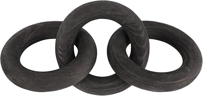 Wood Chain Link Decor 3-Link,8.3 Inch Length Wood Knot Decor,Black Hand Carved Decorative Chain Knot,Knot Decorative Object,Coffee Table Decor,Country Chain Knot Decor,Mom Gifts,Wooden Links