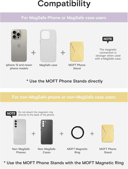 MOFT Magnetic Wallet Stand Compatible with iPhone 17/16/15/14/13/12 Series, Angle Adjustment & Magsafe Compatible MOVAS Phone Stand,Panna Cotta