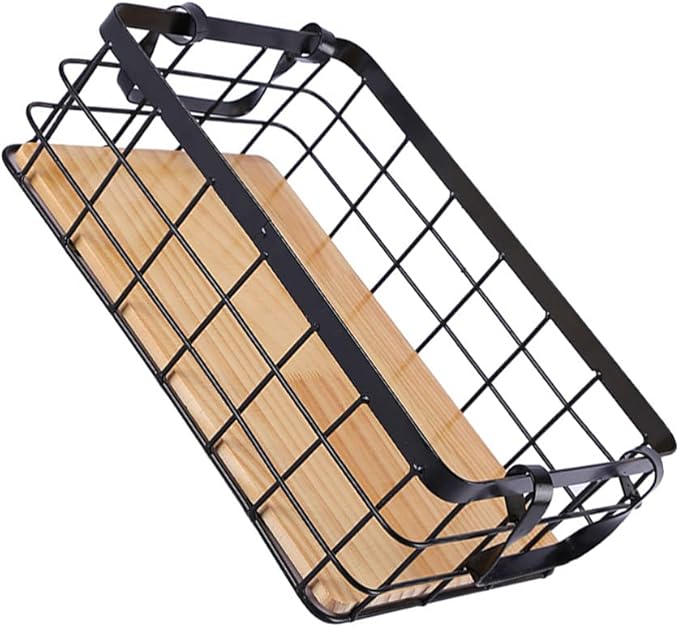 Cabilock Sturdy Iron Wire Basket Decorative Bread Display Basket Handle for Kitchen Home Decor