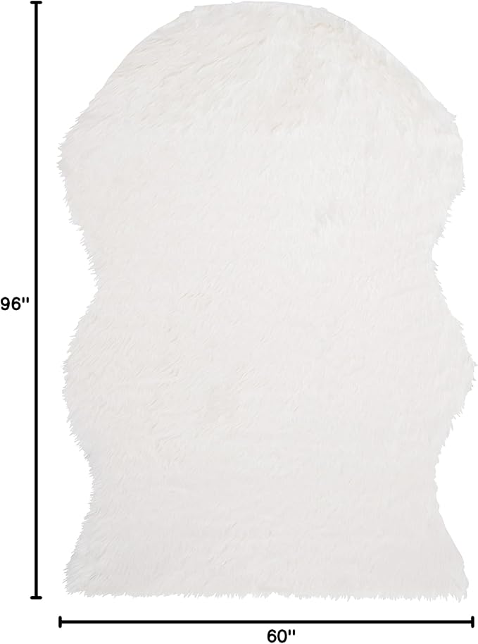 SAFAVIEH Faux Sheep Skin Collection 5' x 8' Ivory FSS115A Silken Glam 2.35-inch Thick Area Rug