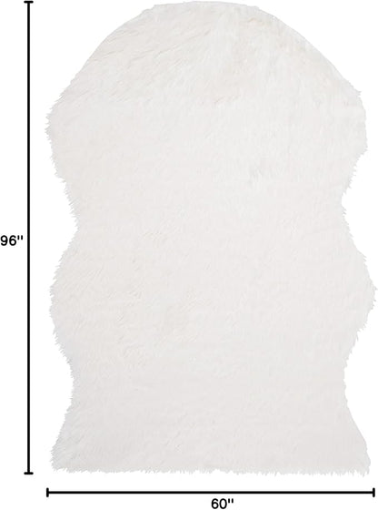 SAFAVIEH Faux Sheep Skin Collection 5' x 8' Ivory FSS115A Silken Glam 2.35-inch Thick Area Rug