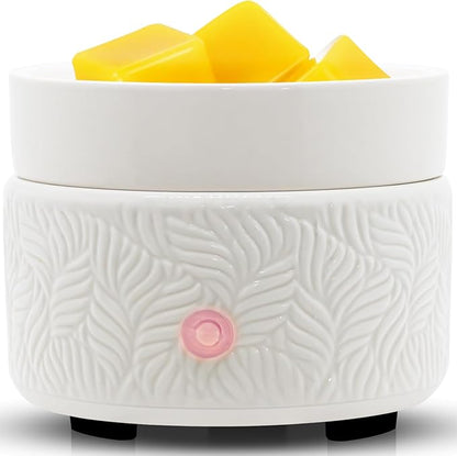 Wax Melts Candle Warmer Burner - Ceramic Fragrance Wax Warmer 3-in-1 Essential Oil Burner Electric Scented Fragrance Candle Melter for Scented Wax Tart Cube Aromatherapy Home Office Bedroom Gifts