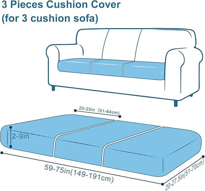 Smiry Printed Couch Cushion Covers, Stretch Soft Couch Covers for Sofa, Washable Non-Slip Sofa Slipcover Furniture Protector for Indoor and Outdoor (3 Pack, Green)