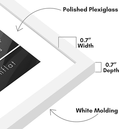 Americanflat 17x23 Picture Frame with Polished Plexiglass - Use as 13x19 Frame with Mat or Display 17x23 Photo Without Mat - Streamline Collection - Thin Border Picture Frames for Wall - White