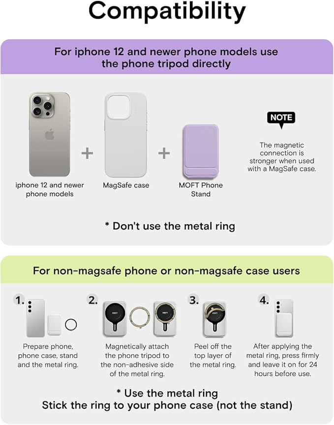 MOFT Phone Tripod Wallet for iPhone, Mulit-Angles, Lightweight & Portable Phone Stand, MOVAS Vegan Leather Magnetic Wallet, Strong Magnets, NFC Card Holder,Travel Essential, Peony (Without Card Slot)