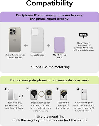 MOFT Phone Tripod Wallet for iPhone, Mulit-Angles, Lightweight & Portable Phone Stand, MOVAS Vegan Leather Magnetic Wallet, Strong Magnets, NFC Card Holder,Travel Essential, Peony (Without Card Slot)