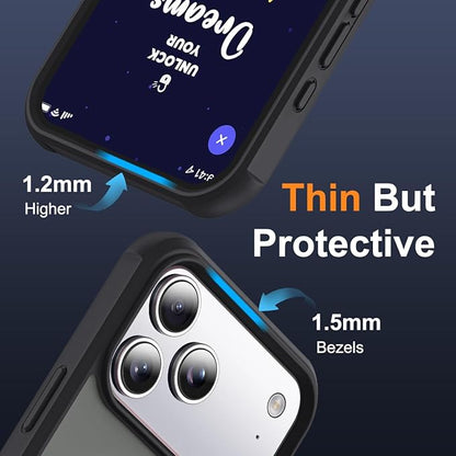 Compatible with iPhone 17 Pro Max Case with Invisible Magnetic O-Ring Stand Military-Grade Translucent Case for iPhone 17 ProMax 6.9" [Compatible with Mag-Safe][Great Grip Feeling], Black