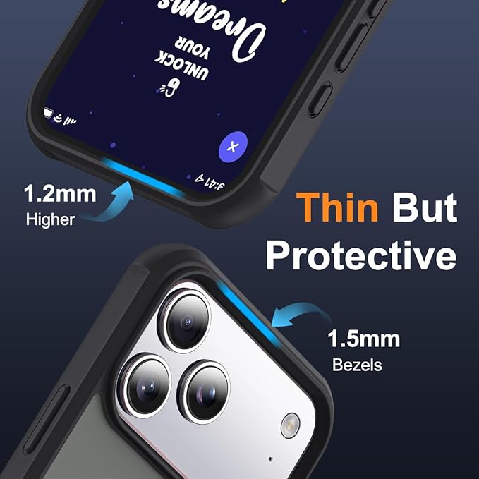 Compatible with iPhone 17 Pro Case with Invisible Magnetic O-Ring Stand Military-Grade Translucent Phone Case for iPhone 17 Pro 6.3" [Compatible with Mag-Safe][Great Grip Feeling], Black