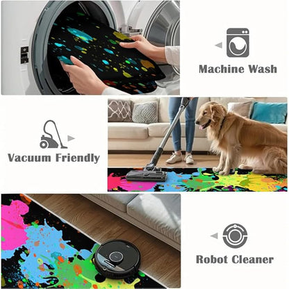 Colorful Paint Splash Rug 3x5 Small Area Rugs Abstract Grunge Graffiti Rugs Ultra Soft Washable Faux Wool Non Slip Carpet for Bedroom Living Room Study Kids Room Office Home Decor Mats