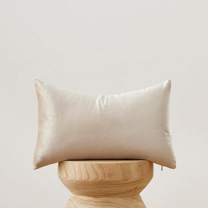 GIGIZAZA Velvet Throw Pillow Covers 12x20,Pack of 2 Champagne Modern Pillow Covers Lumbar Small Solid Pillow Vintage Beige Cases for Living Room Couch