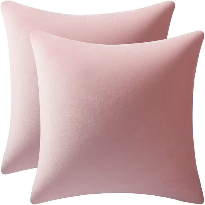 26x26 Euro Pillow Covers : 2 Pack Cozy Soft Velvet Oversized Couch Pillow Shams, Square Throw Pillow Cases for Living Room Sofa, Pink