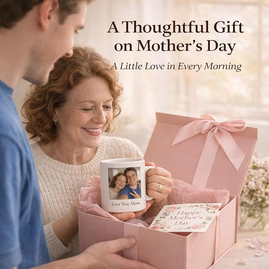 Personalized Coffee Mug for Mom, Custom Mug with Photo Text Logo, Ceramic Coffee Mugs for Mothers Day Gifts, Birthday Gifts for Mom Grandma, Personalized Gifts for Women 11oz (White)