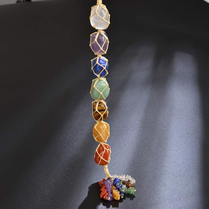 7 Chakra Healing Crystals Good Luck Indoor Home Wall Decoration Car Hanging Ornament Feng Shui Ornament Car Window Decoration Christmas Trees Ornament