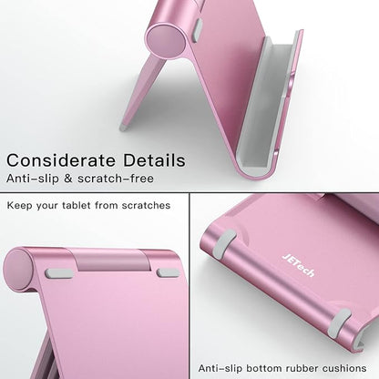 JETech Tablet Stand, Adjustable Portable Desktop Holder, Foldable Dock for iPad/iPad Pro/Air/Mini, Galaxy Tab A8/A7 Lite/A7/S8/S7, Kindle, Tab/Phones(4-11"), Rose Gold