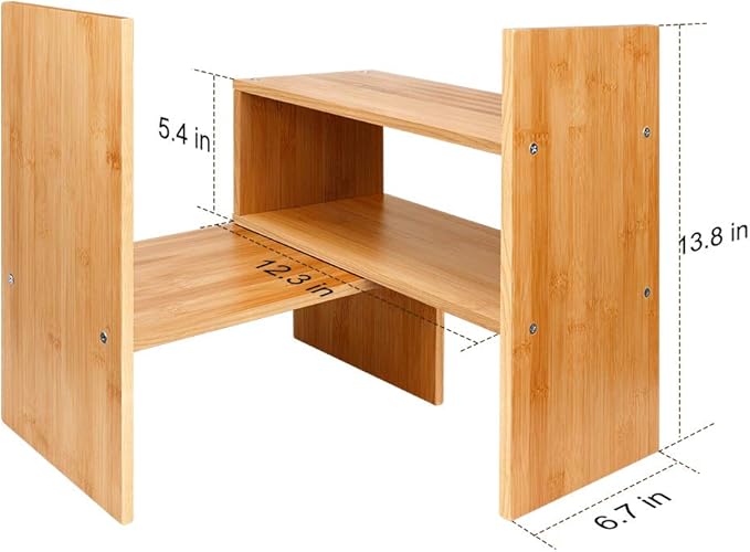 Sorfity Adjustable Desktop Bookshelf, Desk Organizer Display Shelf Counter Top Bookcase Free Style Display Shelf Rack Office Supplies Storage Shelf Book Multipurpose Bookshelf for Office Kitchen