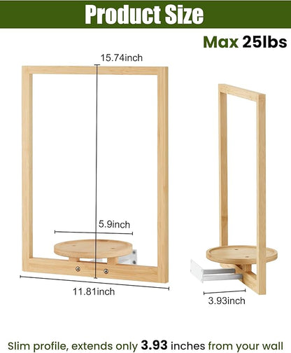 yadoker Wall Planters for Indoor Plants,Bamboo Hanging Plant Holders, Wall Decor Plant Stand, 2-Pack Window Plant Shelves for Living Room & Entryway