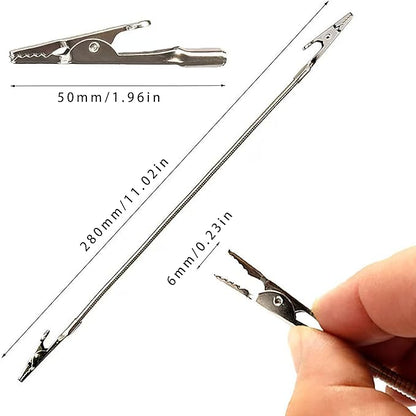 3-Piece Stainless Steel Multi-Function Dual-Head Alligator Clips, Incense Holder, Greeting Card Holder, Mosquito Coil Holder, Fastening Device. (Silver)