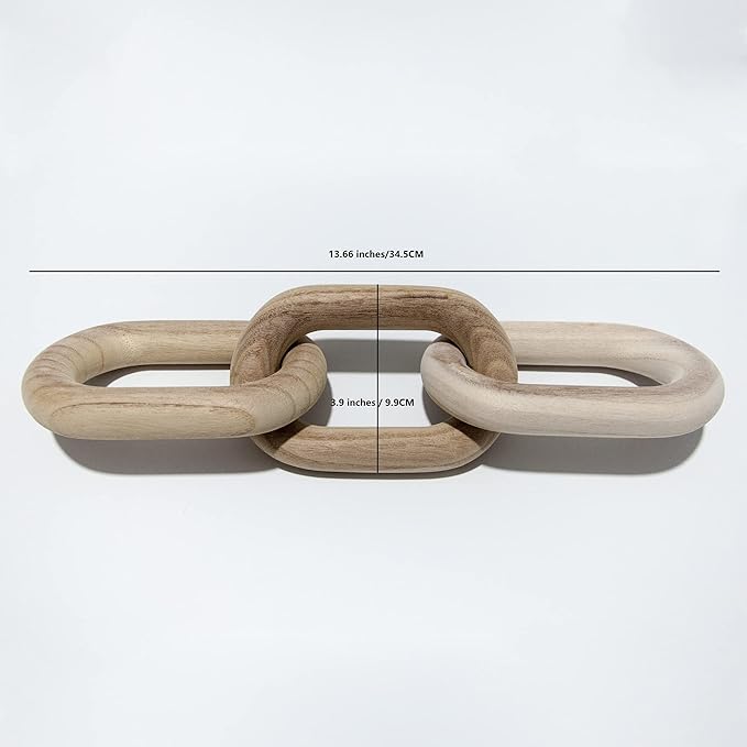 SCUBERT - 3 Link Wood Knot for Home Decoration,Wood Chain Link Decor,Decorations for Living Room, Rustic Farmhouse, Shelf,Coffee Table Decor