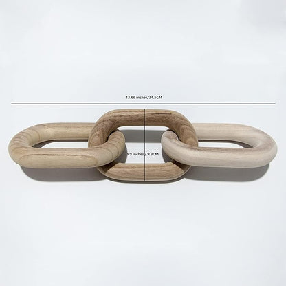 SCUBERT - 3 Link Wood Knot for Home Decoration,Wood Chain Link Decor,Decorations for Living Room, Rustic Farmhouse, Shelf,Coffee Table Decor