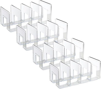 Marte Vanci Clear Acrylic File Sorter, Sturdy Desk File Organizer Shelf Book Holder Purse Handbag Clutch Divider File Folder Rack for Letter Cookbooks Home Office Kitchen Supplies 4 Sections (4 Pcs)