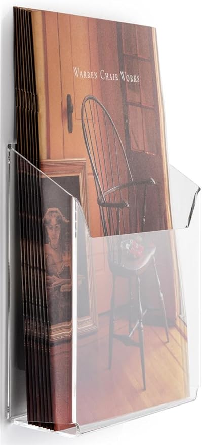 Displays2go Case of 2, Clear Acrylic Literature Holders for Wall Mount, Single Pocket, 9.25" w x 8" h x 2" d