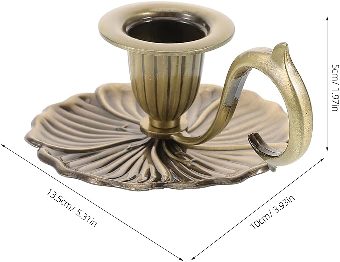 Healifty Candle Holder Candlestick Holder: Taper Candle Holders for Christmas Decor, Vintage Bronze Candlestick Holder with Handle, Candle Stand Chamberstick Handheld for Party Wedding Decor