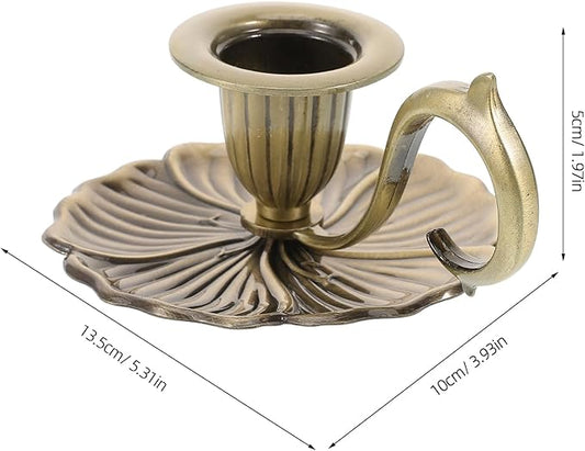 Healifty Candle Holder Candlestick Holder: Taper Candle Holders for Christmas Decor, Vintage Bronze Candlestick Holder with Handle, Candle Stand Chamberstick Handheld for Party Wedding Decor