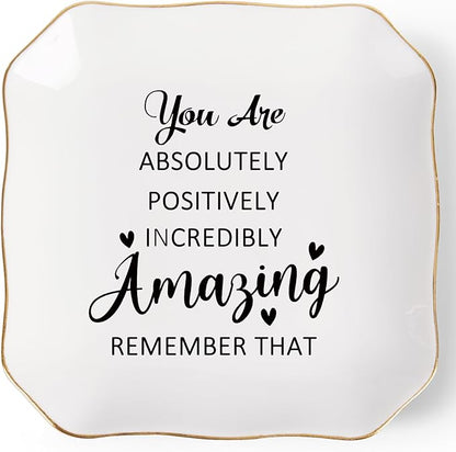 Birthday Gifts for Women Ring Jewelry Dish Tray, You Are Amazing Gifts for Women Friend Coworker Mom Sister Teacher Retirement Thank You Cheer Up Inspirational Encouragement Gift for Woman