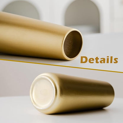 Light Gold Vase - 10" Gold Ceramic Flower vase for Home/Table/Accent Decor, Minimalist Modern Vases Ceramic for Centerpieces, Room Decor, Living Room, Bedroom or Gift